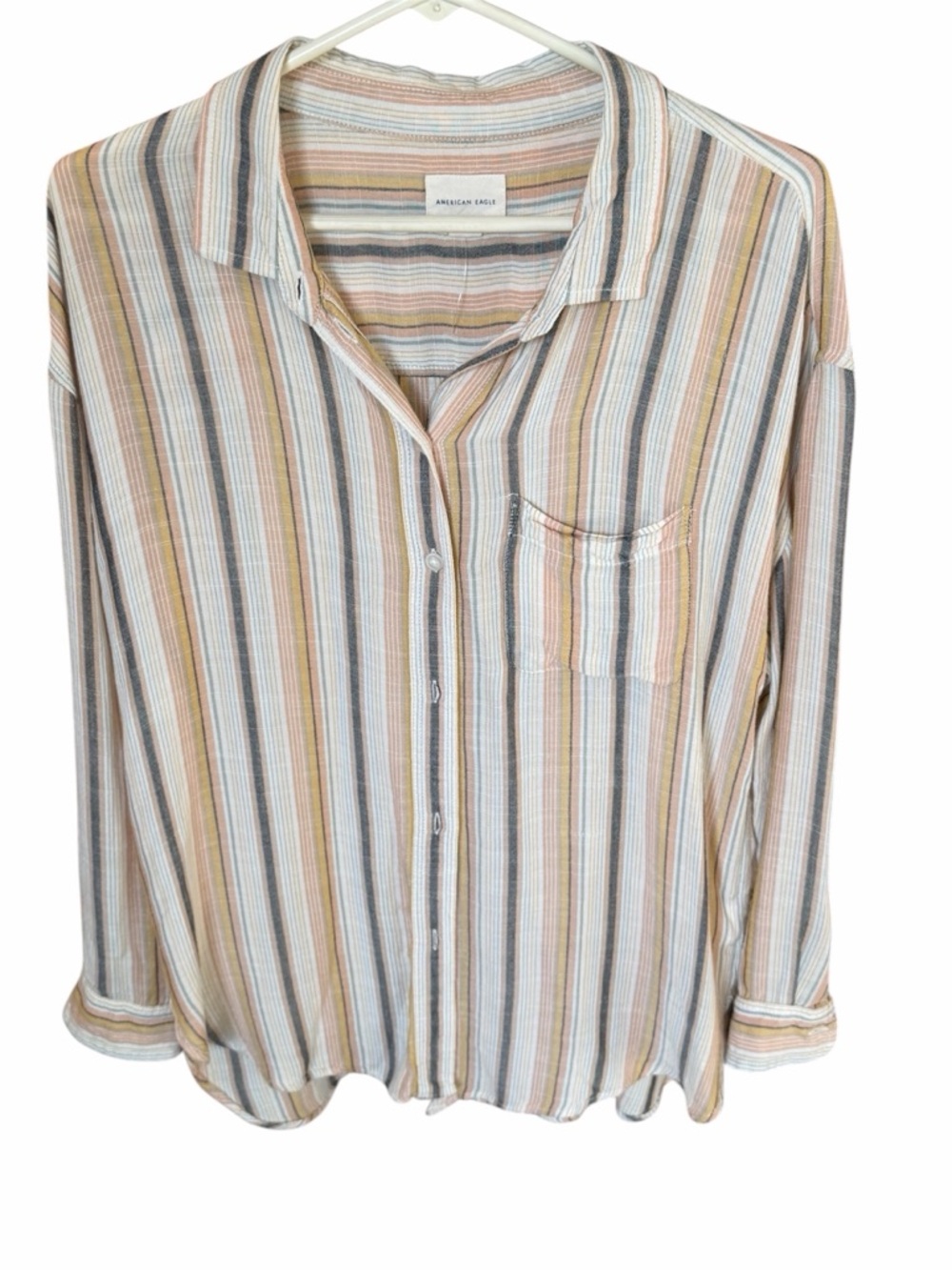 American Eagle Striped Lightweight Button-Down Shirt